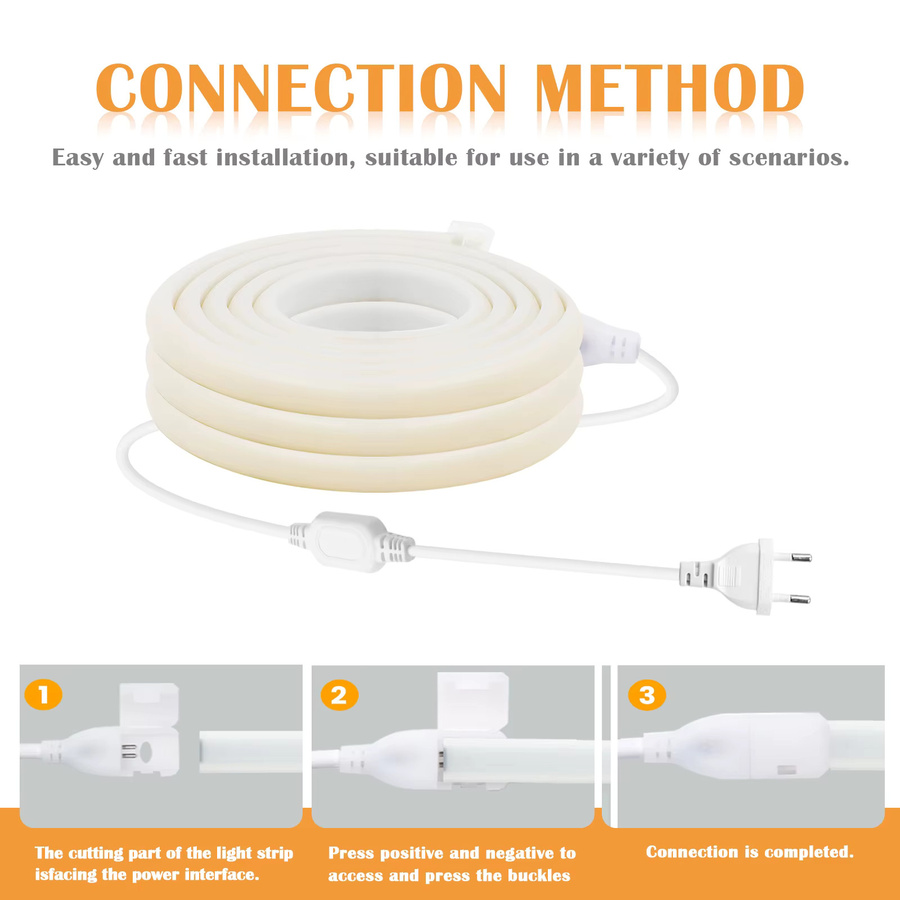 GAHADA COB-LED-Streifen Warmweiß, Wasserdichtes LED-Band mit RA90, 288 LEDs/m, 110V/220V, Silikon-Material - Bild 4