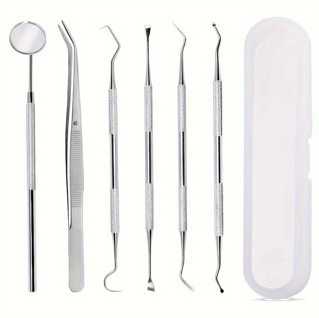 YJYIBEI Zahnwerkzeug-Set aus Edelstahl, 6-teilig, Silber, Unisex - Bild 1