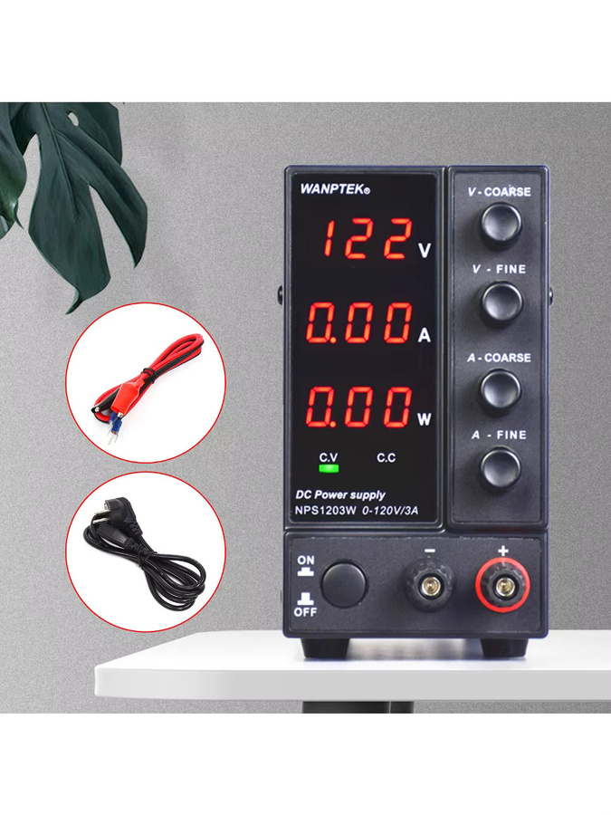 Bymaocar Labor-Stromversorgung Schwarz, Einstellbares DC-Labornetzteil mit Digitalanzeige, 360 W, 0-120 V, 3 A - Bild 5