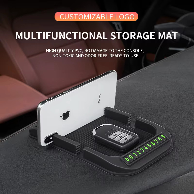 Multifunktionale Anti-Rutsch-Matte für das Auto mit Dual-Slot, Handyhalterung und Navigationsständer in Schwarz - Bild 2