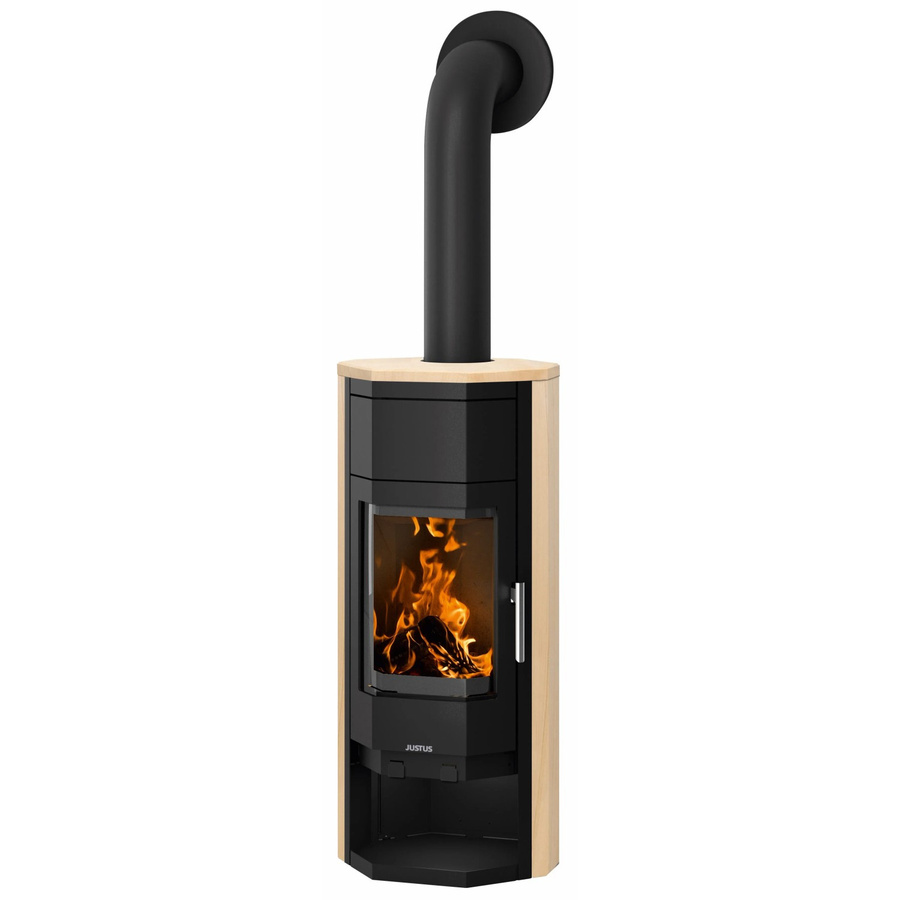 Justus Kaminofen Usedom W+ 2.0 in Sandstein Beige und Schwarz mit 5,5 kW - Bild 2