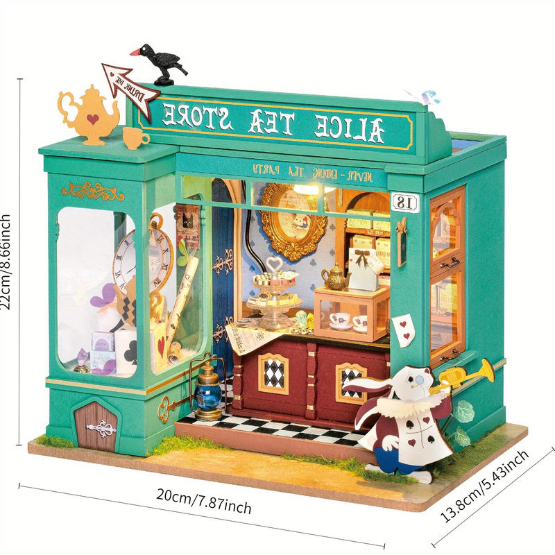 Rolife ROBOTIME 3D-Puzzle Alice's Teeladen DIY Miniaturhaus-Bausatz im Vintage-Stil, Multicolor - Bild 6