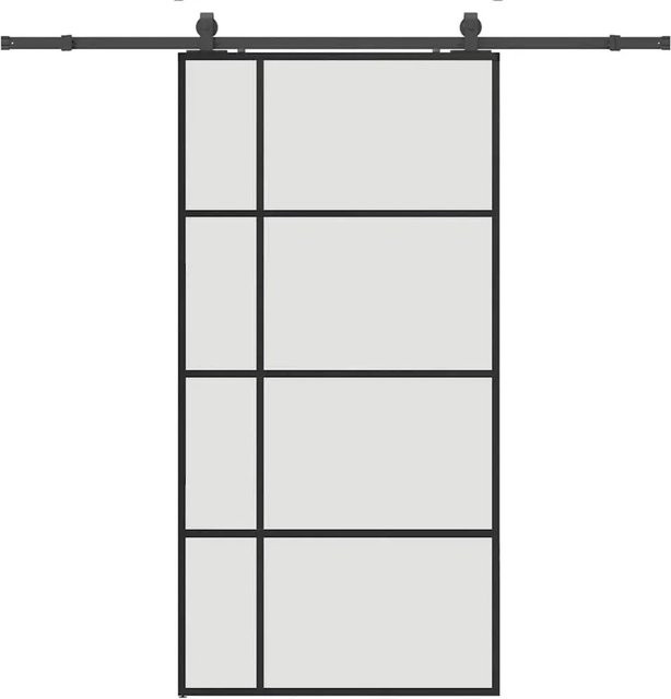 vidaXL Schiebetür aus ESG-Glas in Schwarz und Transparent mit Beschlag, B/H: 102,5 x 205 cm - Bild 1