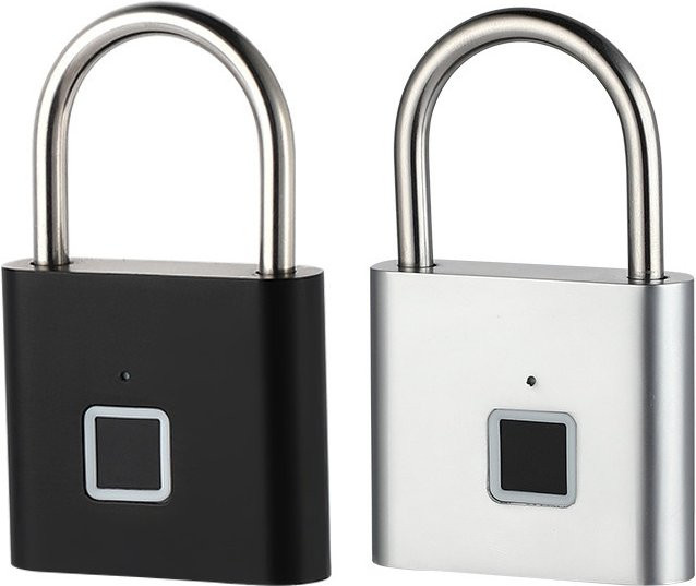 Intelligentes Fingerabdruck-Vorhängeschloss von xmshxltd in Schwarz, wasserdichtes Schließfachschloss mit USB-Aufladung für Gepäck und Koffer - Bild 1