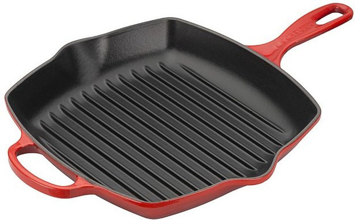 Le Creuset Grillpfanne Signature aus Gusseisen, quadratisch, Kirschrot, Durchmesser: 26 cm - Bild 4