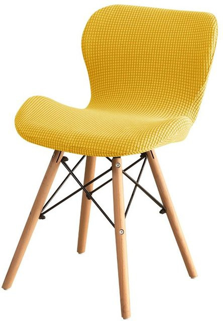 2 Stück Gebogene Schmetterlingsstuhlbezüge aus Polarfleece in Gelb, elastische Stretch-Bezüge für Esszimmerstühle und Barhocker - Bild 1
