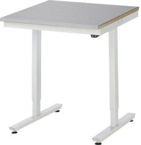 Rau Arbeitstisch Adlatus elektrisch höhenverstellbar mit Edelstahlbelag, silber/lichtgrau, B/T/H: 75 x 80 x 72-112 cm - Bild 1