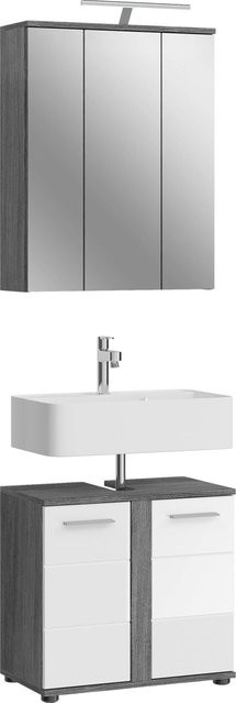 xonox.home Badezimmer-Set Blake, 2-teilig, Weiß/Silber, Hochglanz, B/H/T: 60 x 191 x 34 cm - Bild 1