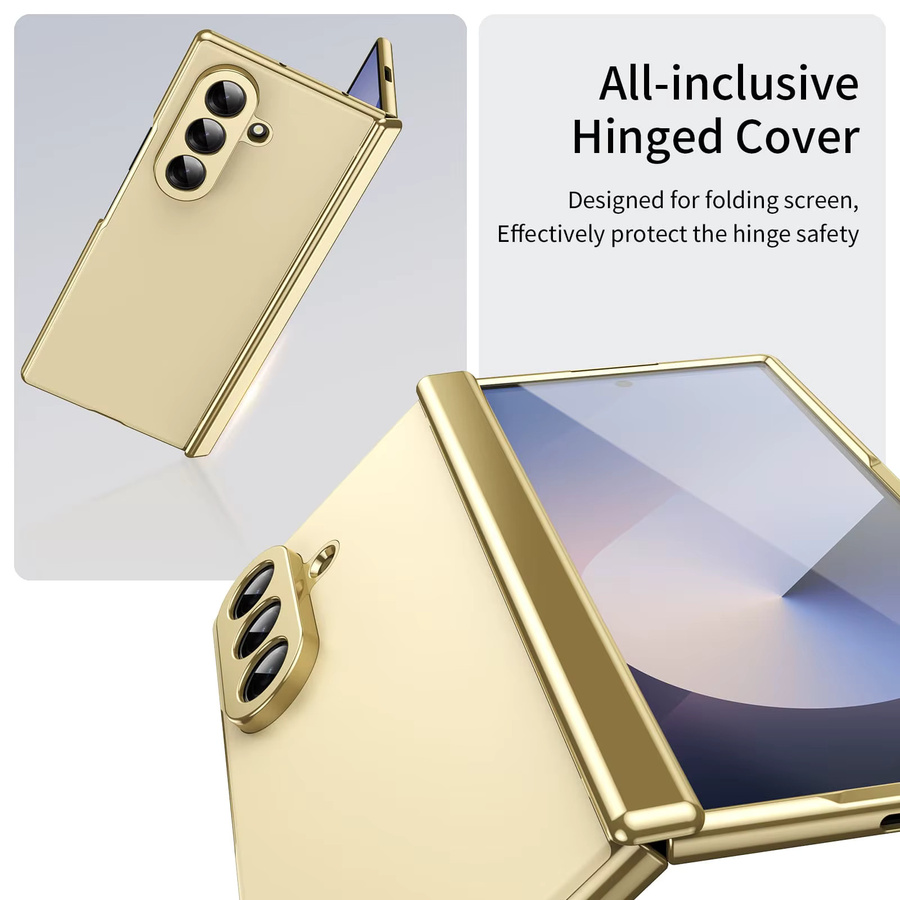 Schutzhülle aus AG-Aluminiumlegierung für Samsung Galaxy Z Fold 8 7 6 5 4 3 mit Scharnierschutz und Glasbildschirmschutz in Schwarz und Gold - Bild 2
