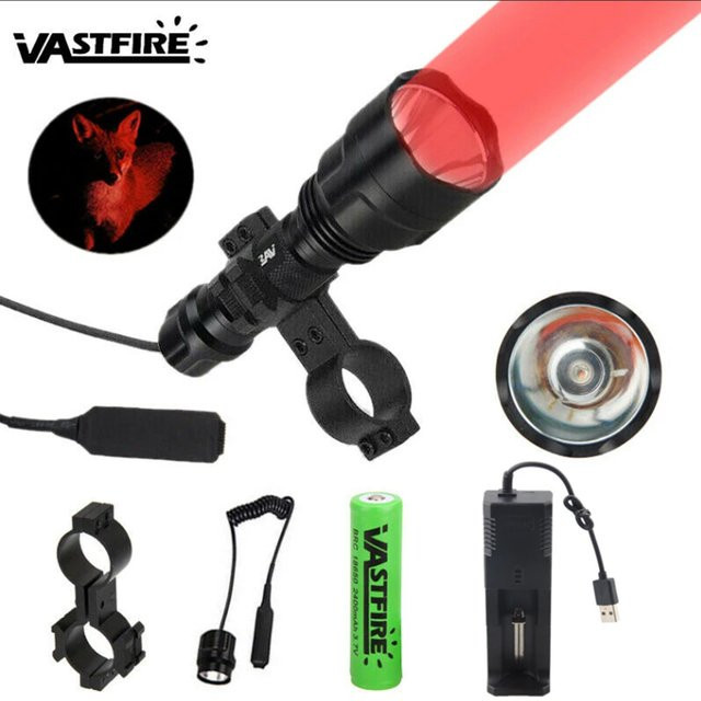 VASTFIRE LED taktische Jagdtaschenlampe mit RGB-Farben Grün, Rot und Weiß, USB wiederaufladbar und wasserdicht aus Aluminium - Bild 1