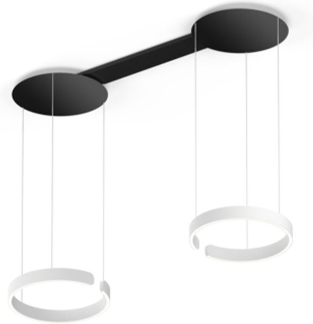 Occhio Mito sospeso due LED-Pendelleuchte in Schwarz matt und Weiß matt mit 40 LEDs, variable Aufhängung 50-200 cm, dimmbar mit CCT Farbtemperatursteuerung 2700K-4000K - Bild 1