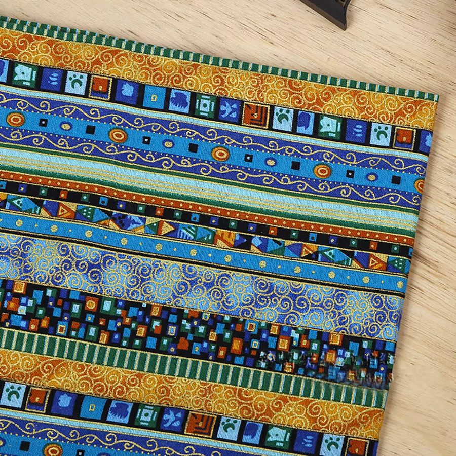 Findohope Baumwoll-Leinen-Stoff in Blau und Mehrfarbig für DIY-Projekte und Handarbeiten - Bild 2