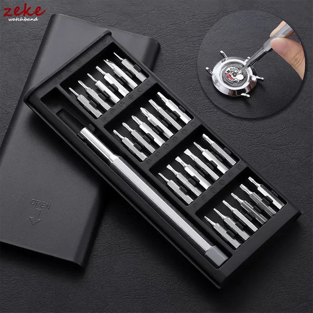 Crazyband Magnetisches 25-in-1 Präzisions-Schraubendreher-Set mit 24 Mini-Taschenschraubendrehern für Mobiltelefone, PC und Uhren - Bild 1