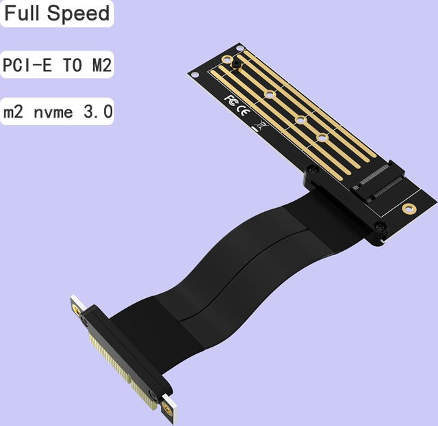 Haoyexin M.2 zu PCIe Riser-Karte PCIe x4 PCI-E 3.0 auf M.2 NVMe M-Key 2280 Gen3.0 Verlängerungskabel in Schwarz und Orange - Bild 1