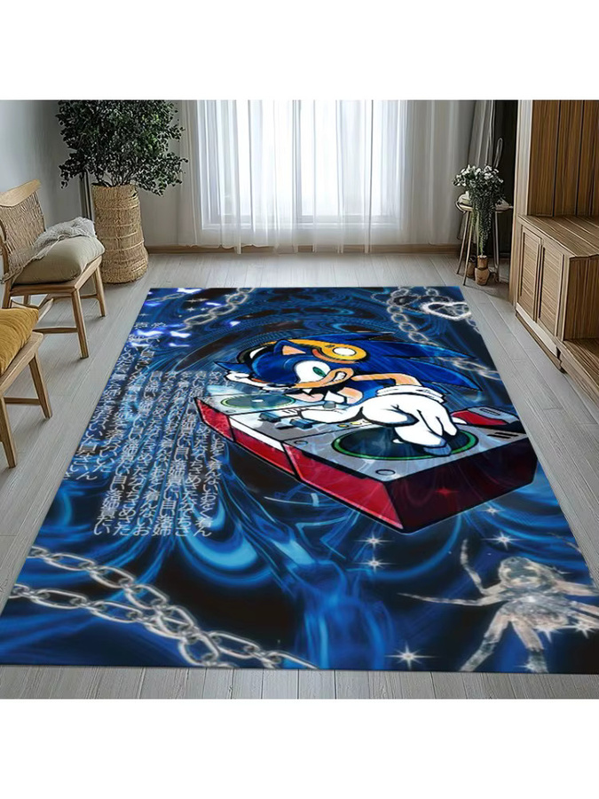 Potdemiel Retro S-Sonic Cartoon Wohnzimmer-Teppich, rutschfester Teppich für Kinderzimmer und Schlafzimmer, Mehrfarbig, Rechteckig - Bild 2