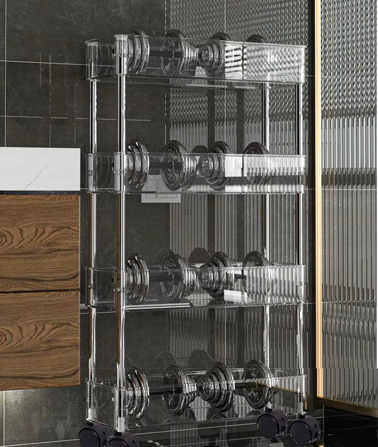 Schlanker rollender Aufbewahrungswagen von Hooha, transparenter Organizer mit 3 oder 4 Schichten für Küche, Büro und Badezimmer, Breite: 9 cm oder 12 cm - Bild 3