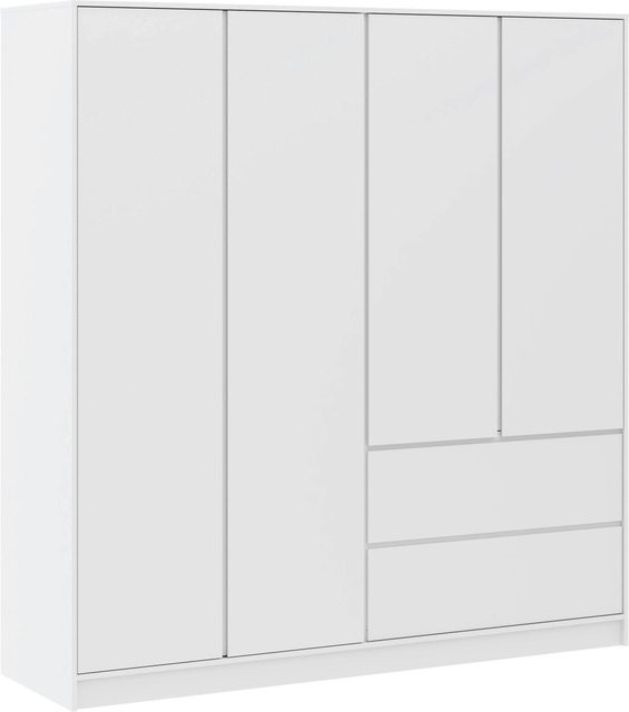 Mömax Kleiderschrank Basit Weiß Matt mit Türen und Schubladen B/T/H: 195 x 57 x 206 cm - Bild 1