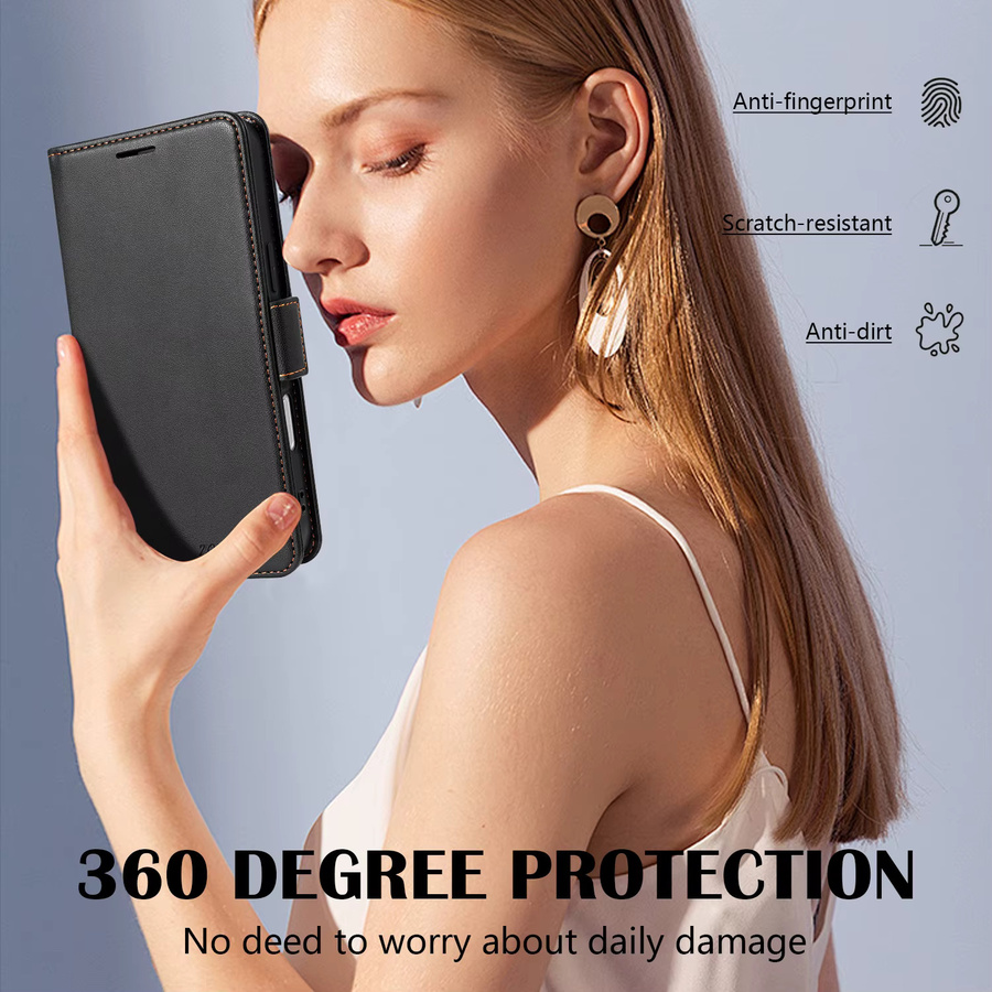 Magnetische Flip-Ledertasche für Xiaomi Redmi Note 14 Pro+ 13 12 11 10 Pro mit Kartensteckplatz und Brieftaschenfunktion in Schwarz oder Blau - Bild 5