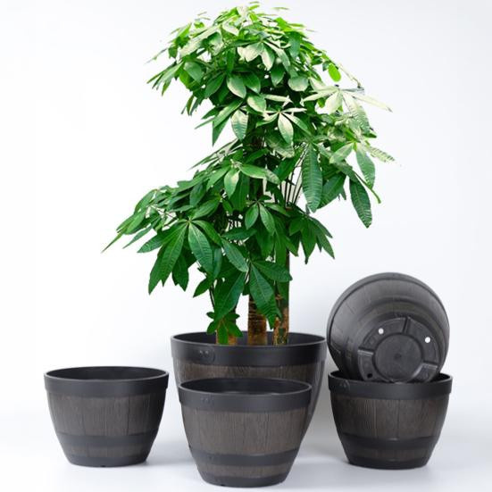 Liruikang Blumentopf mit integriertem Drainagesystem in Braun im rustikalen Stil aus Harz - Bild 2