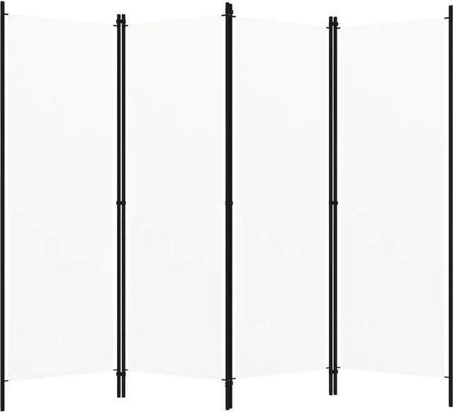 vidaXL 4-teiliger Raumteiler Weiß aus Eisen und Polyester, B: 200 cm, H: 180 cm - Bild 1