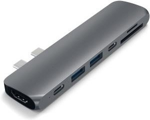 Satechi Aluminum Type-C Pro Hub Adapter Dockingstation in Grau mit USB-C und HDMI (ST-CMBPM) - Bild 1