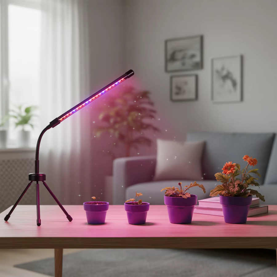 KEBINCPLED Dimmbare LED Pflanzenwachstumslampe mit Stativ und USB-Anschluss, Vollspektrum-Wachstumslicht für Indoor-Gewächshäuser, Schwarz - Bild 4