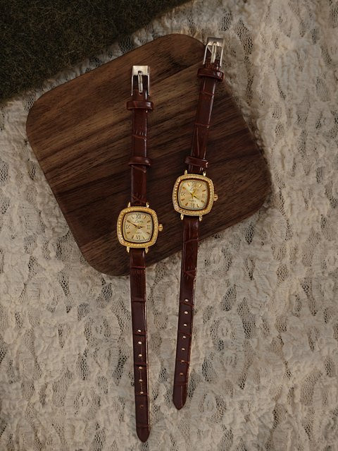 LSVTR Armbanduhr, Quarz, Gold, Lederarmband, Damen - Bild 1