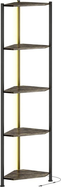 HOMCOM Eckregal mit 5 Ebenen und LED-Beleuchtung in Rustikal-Braun, B/T/H: 32 x 32 x 147 cm - Bild 1