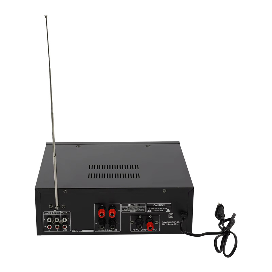 Bymaocar AV-326BT 2-Kanal Bluetooth Stereo HiFi Leistungsverstärker in Schwarz mit 200W+200W Digitalem Audio-Verstärker, Karaoke-Mikrofoneingang, FM-Radio, USB und SD-Karte inklusive Fernbedienung - Bild 4