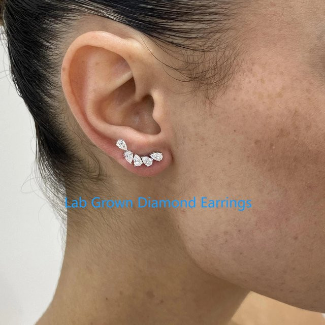 WDT.GEMS Climber Ohrringe, 950 Platin, Diamant, Damen - Bild 1