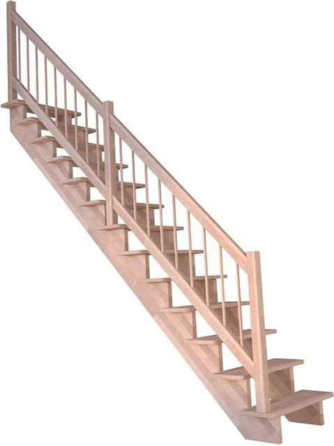 StarWood Treppe Lindos Pro Buche Gerade 80 cm in Braun mit Holz-Design-Geländer FSC - Bild 1