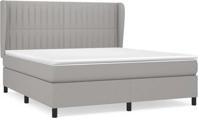 vidaXL Boxspringbett mit Matratze Hybrid-Design in Hellgrau, B/T/H: 160 x 200 x 163 cm - Bild 1
