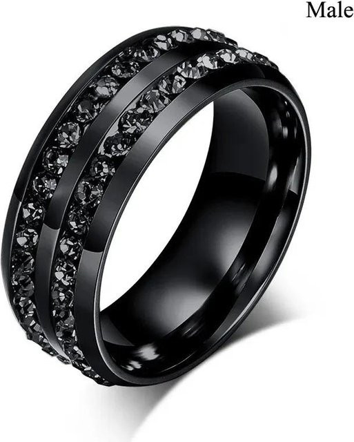 YIRAN Partnerringe Set, Edelstahl, Schwarz, Zirkonia, Unisex - Bild 1