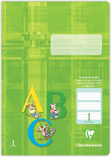 Clairefontaine Schulheft Zitrusgrün A4 liniert 16 Blatt - Bild 1