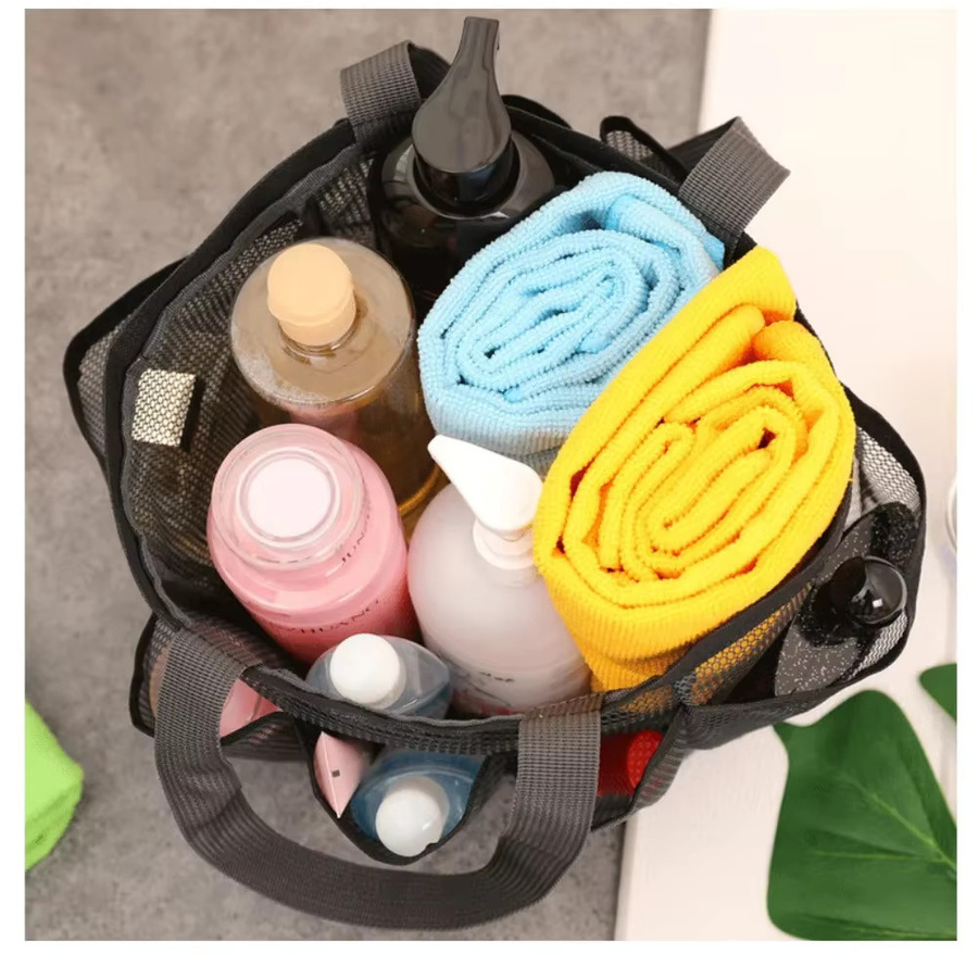 Bonytain Tragbare Waschtasche aus Netzstoff in Schwarz, Hängender Duschorganizer und Kosmetikbeutel zum Schnelltrocknen, Breite: 20,0 cm, Tiefe: 18,0 cm - Bild 5