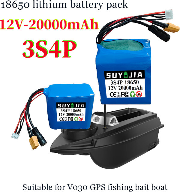 SUYIJIA Lithium-Akku 12 V 20 Ah 18650 3S4P in Blau für V030 GPS Angelköder Boote - Bild 1