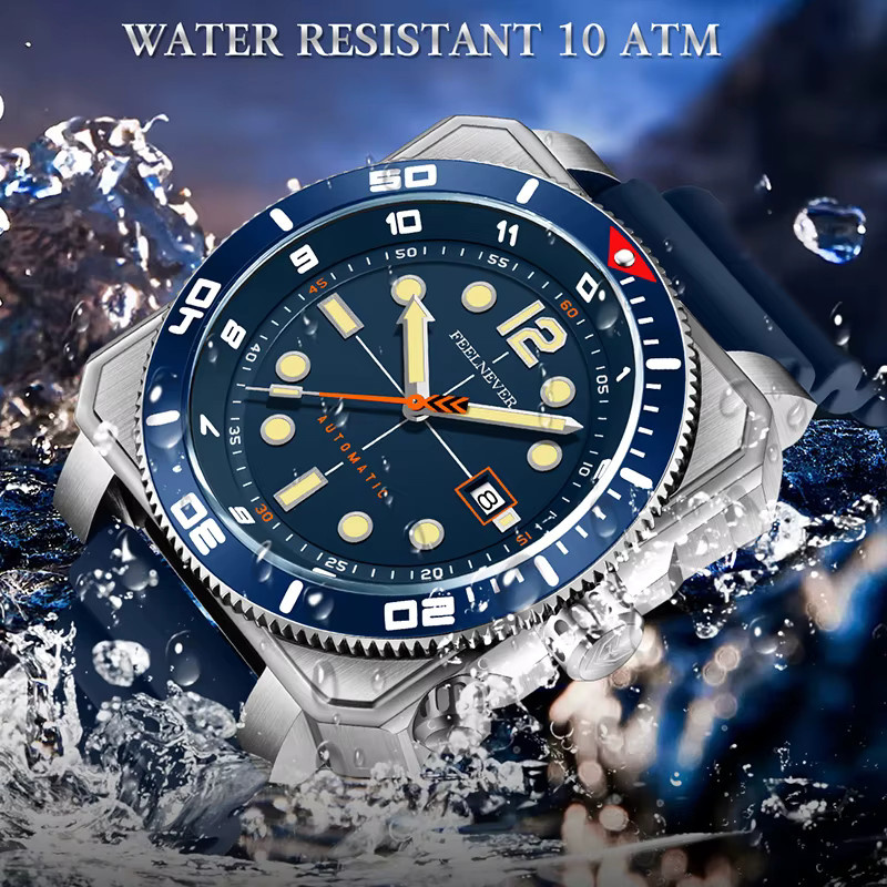 FEELNEVER Armbanduhr Automatik, Edelstahl, Saphirglas, Blau, Herren - Bild 2