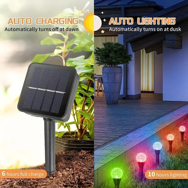 YWZT BEIMT Factory Solar Outdoor Bubbles Rasenlampe Set mit 20 LED in Warmweiß und Multicolour, IP65 Wasserdicht, Dekorative Solar-Pfahllichter für Garten und Hof - Bild 4