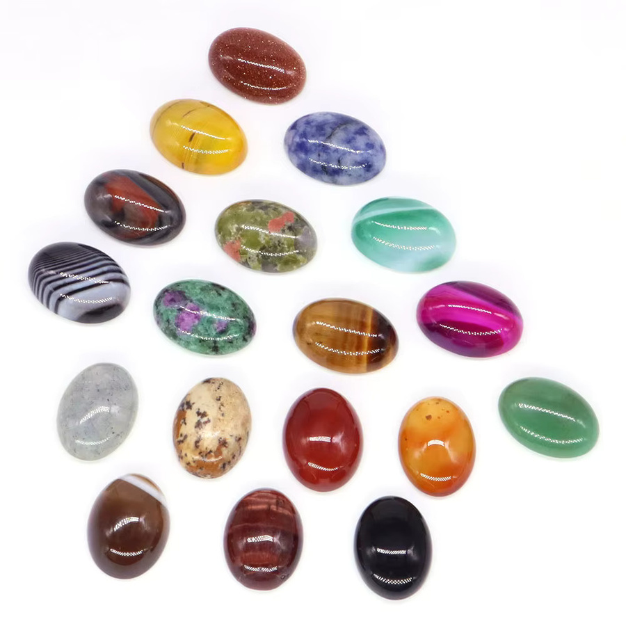 Ovaler Cabochon Stein, Natürlicher Edelstein, Kristall, 13x18mm, Unisex - Bild 3