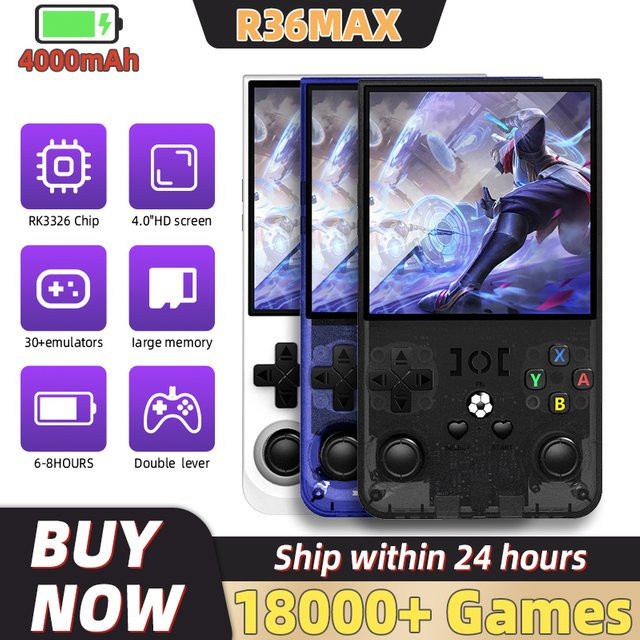 XISKT R36MAX Retro Handheld-Spielekonsole in Weiß mit RK3326 Chip, 4 Zoll Bildschirm und 64/128G Speicher für über 18000 Spiele - Bild 1