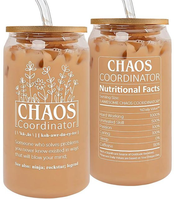 Chaos Coordinator Glasbecher für Frauen mit schwarzem Design und 473 ml Fassungsvermögen - Bild 1