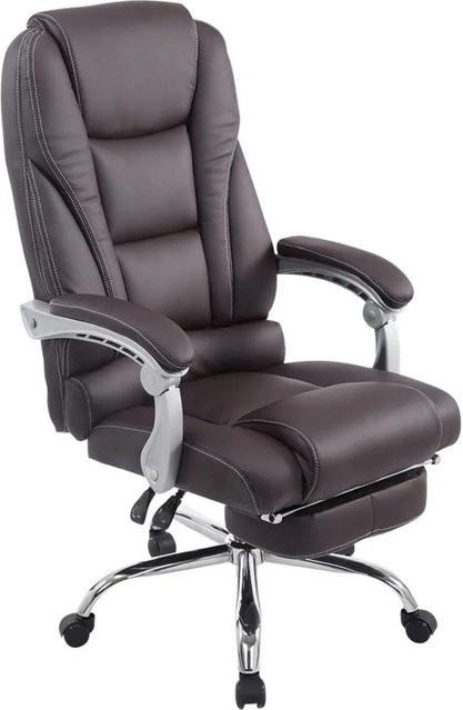 DELUKE Bürostuhl MIAMI Ergonomischer Stuhl aus Kunstleder in Braun mit Chromoptik Gestell, B/T/H: 118 x 68 x 64 cm - Bild 1