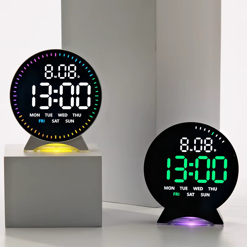 WOKLOK LED Digital-Wecker mit springender Sekundenanzeige und Desktop-Umgebungslicht in Weiß, USB-Tischuhr mit automatischer Dimmung - Bild 2