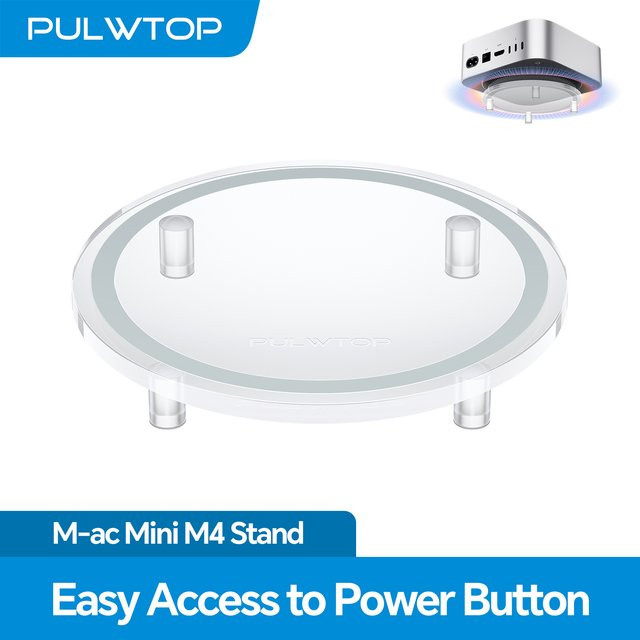 PULWTOP Transparenter Acryl-Schreibtischständer für Mac Mini M4 und M4 Pro 2024 mit rutschfester Basis und Wärmeableitung - Bild 1