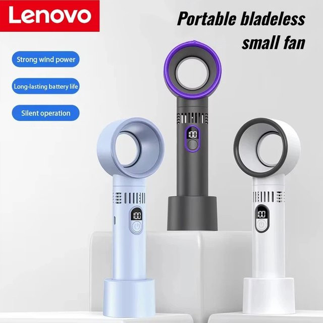 Lenovo Mini Handventilator mit 100 Geschwindigkeiten, USB wiederaufladbares tragbares Outdoor-Kühlgerät in Weiß - Bild 1