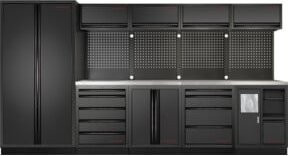Kraftwerk 5-Element-Schrank mit Vierkantlochwand und Türen, Schwarz, Edelstahl, 3964HIX - Bild 1
