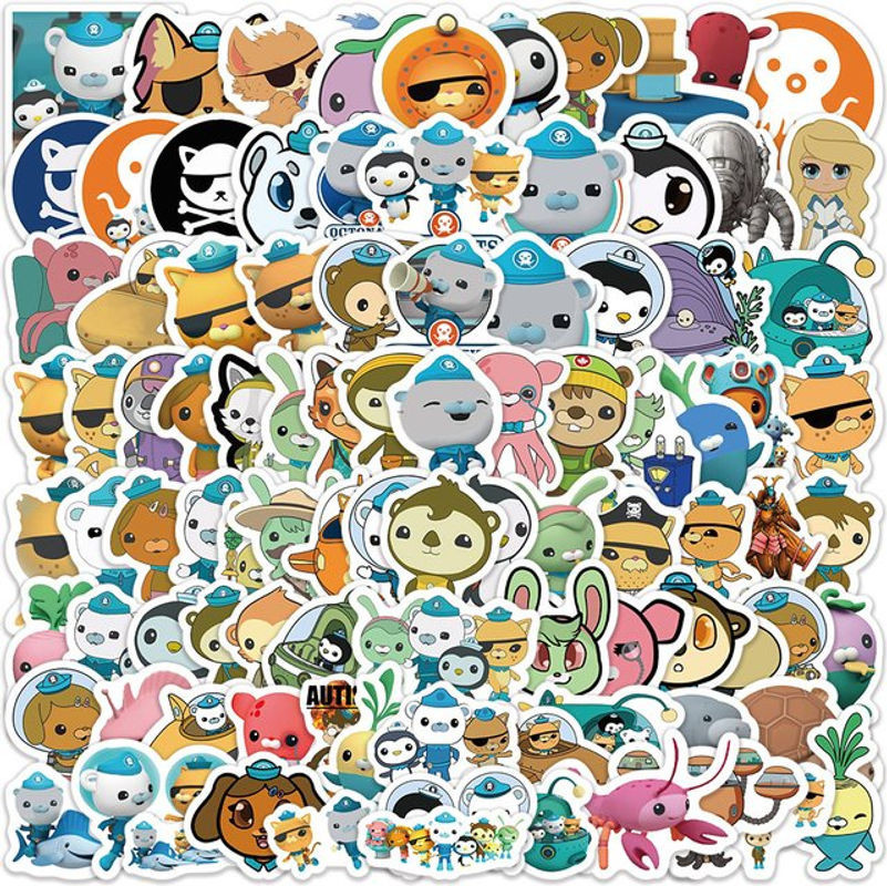 FANLU Die Octonauts Aufkleber Set mit Barnacles und Shellington, wasserfeste Cartoon Doodle Sticker für Kinder, mehrfarbig - Bild 1