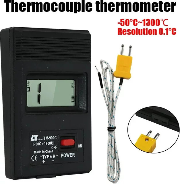 TM902C Digitaler Thermometersensor Typ K mit Thermoelement-Sondendetektor, Messbereich -50 ℃ bis 1300 ℃, Schwarz - Bild 1