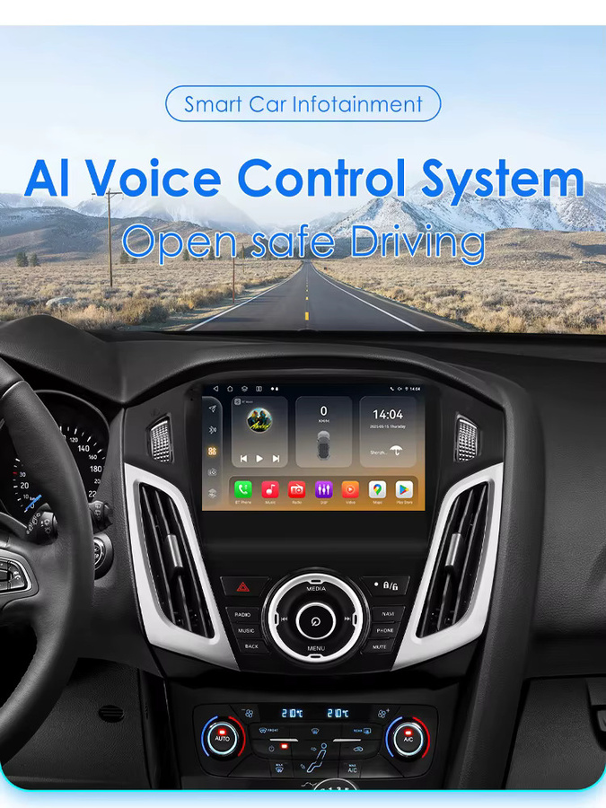 Hizpo Android 14 Auto-Multimedia-Player für Ford Focus 3 Mk3 2011–2017 mit Carplay, GPS und 4G, Snapdragon 6115, Schwarz - Bild 3