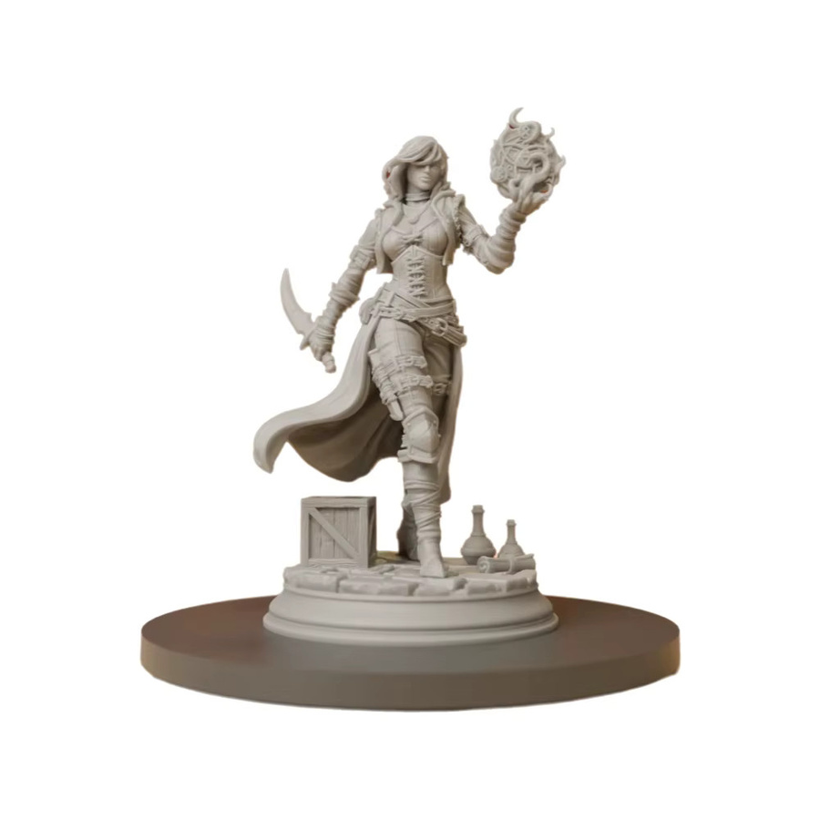 HENGSHI Weibliche Arcane Trickster Rogue Miniaturen, DND Pathfinder, 3D-Gedruckte Mini-Figur aus Harz, Grau, Einzelfigur - Bild 2